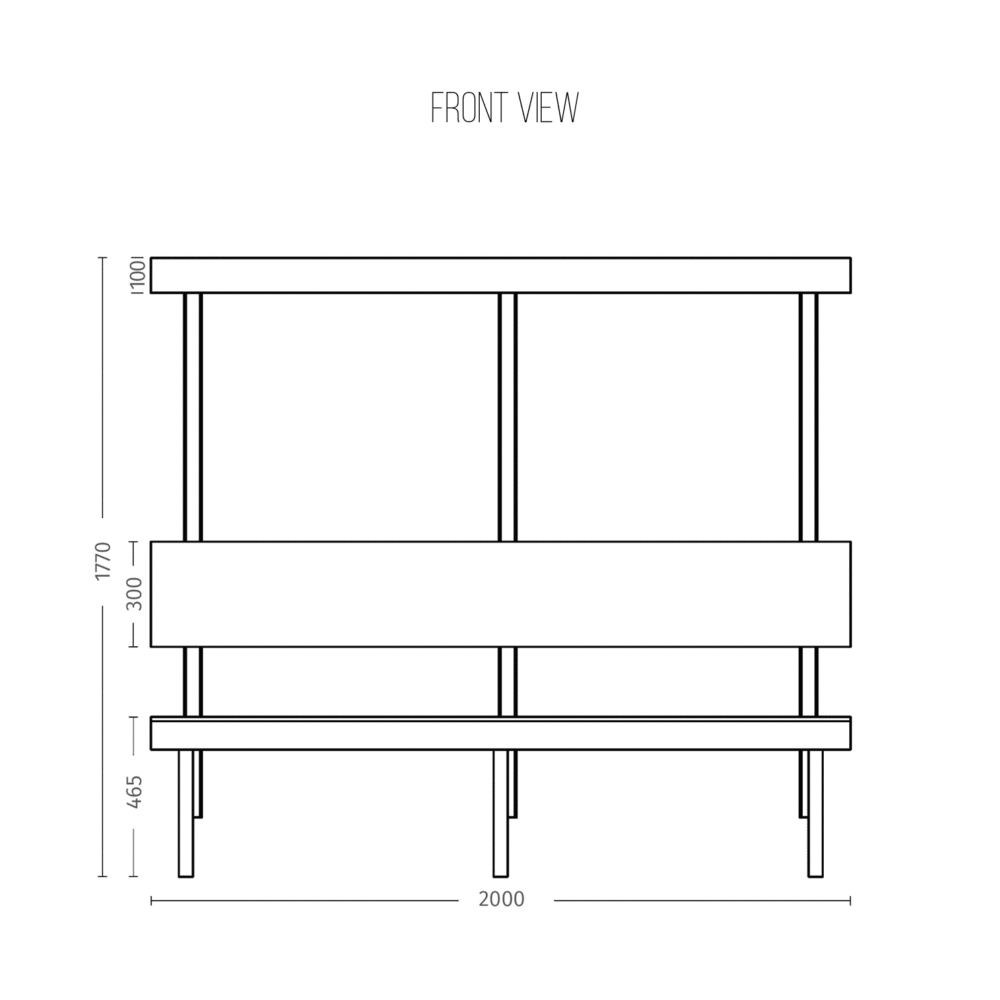 Island Bench Seating Line Drawing