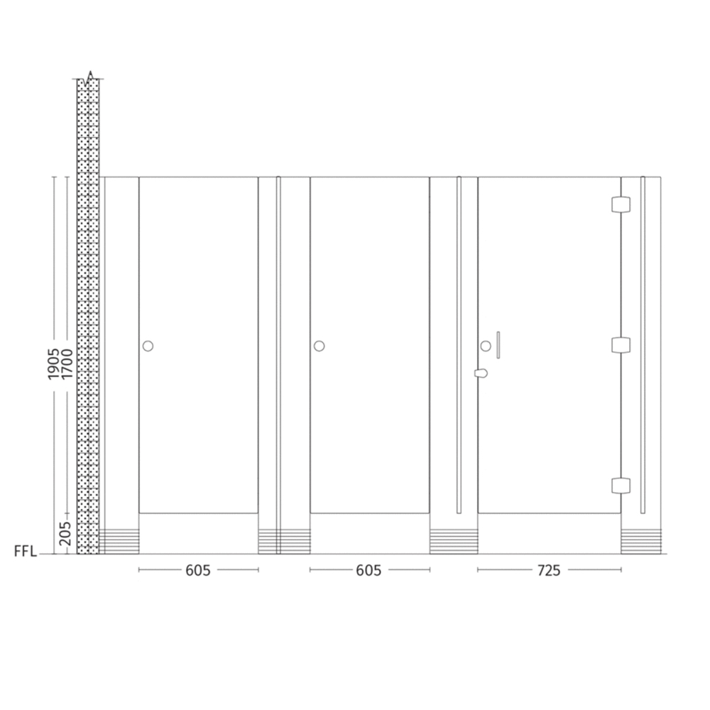 Liberty Cubicle Partition Line Drawing